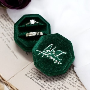 Velvet Ring Box Engagement Ring Box Double Slot Ring Box for Wedding Ceremony Ring Bearer Box Proposal Ring Box Wedding Ring Box