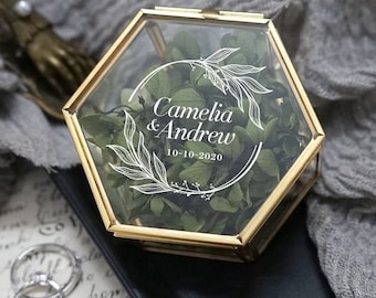 Caja para anillos, caja para anillos de boda, caja para anillos, caja para anillos de compromiso, caja para anillos de propuesta, caja de cristal para anillos, almohada personalizada para anillos