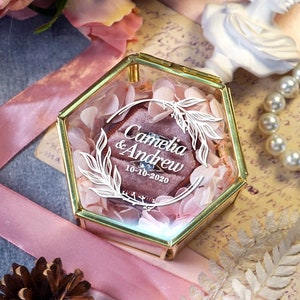 Ringdoos | Verlovingsringdoos | Trouwringdoos | Fluwelen ringendoosje | Voorstel | Dubbele sleuf | Glazen ringendoos | Gepersonaliseerde ringkussen