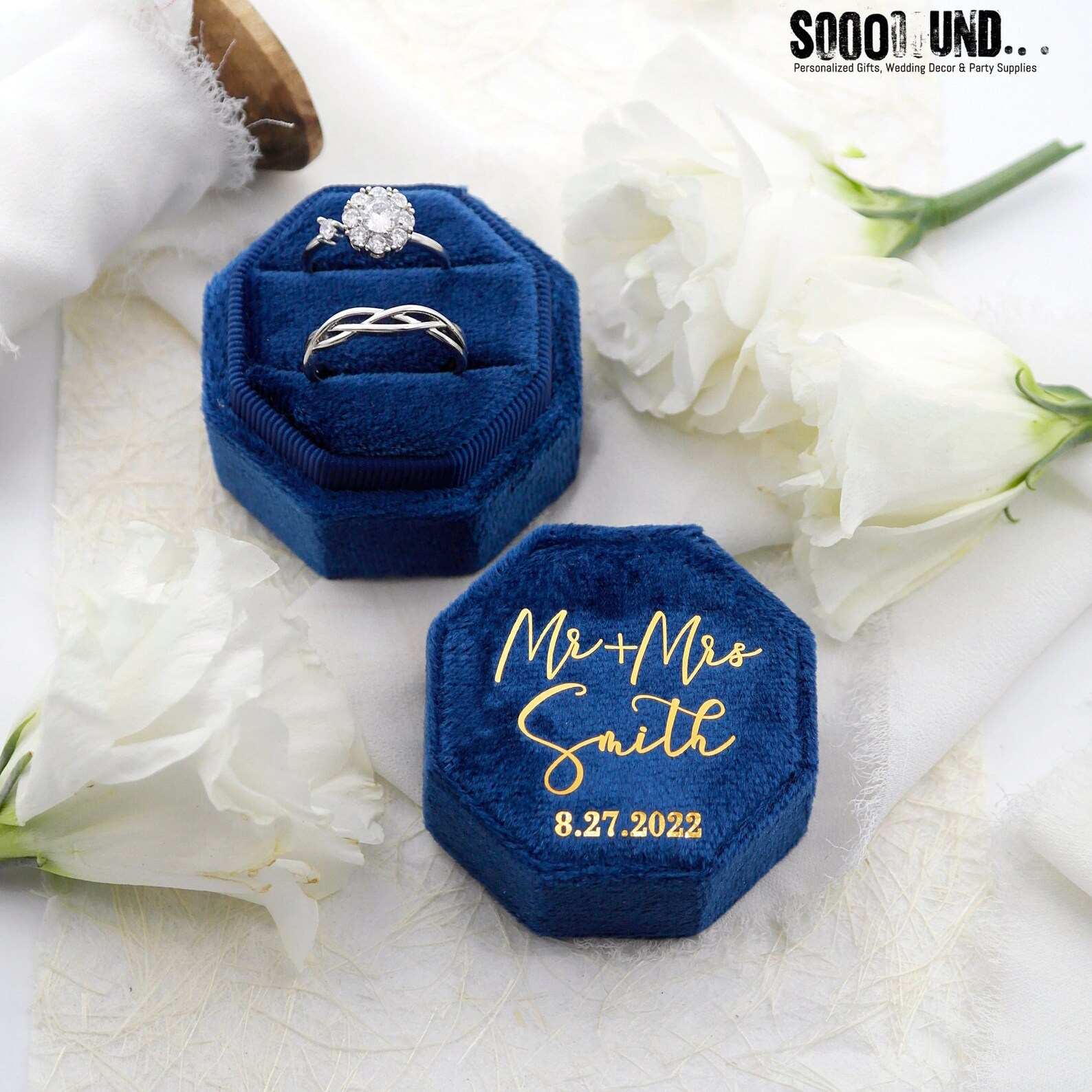 Velvet Ring Box Wedding Ring Box Ring Bearer Box Etsy