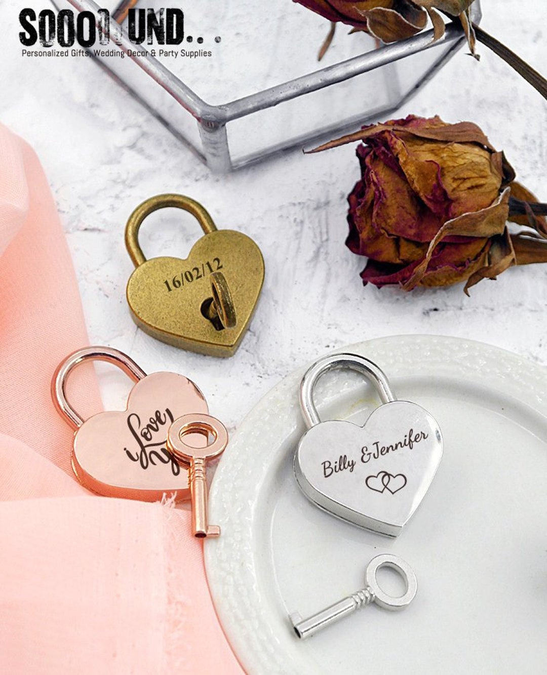Wedding Lock Padlock With Key Heart Lock Love Lock Custom - Etsy