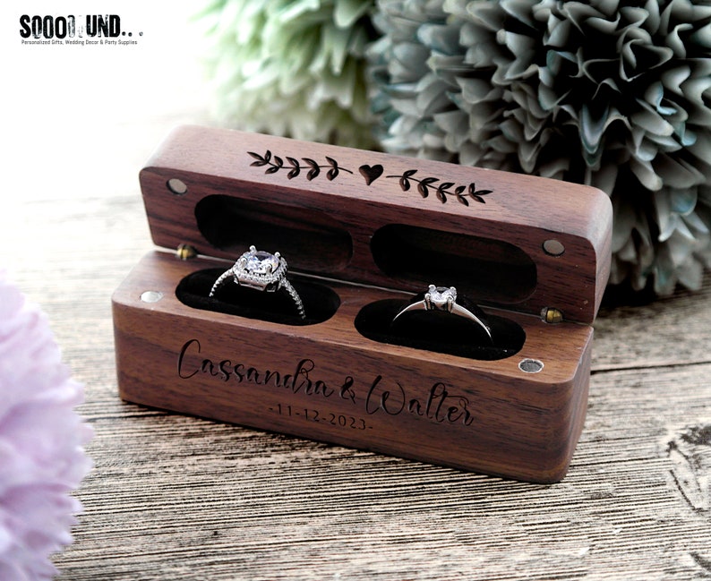 Ring Box Double Wedding Ring Box Engagement Ring Box Ring Etsy