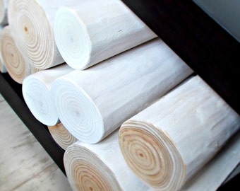 Decorative Logs SCANDI STYLE - white logs, pale logs, interior display, fireplace logs, ornamental stacking logs, Nordic