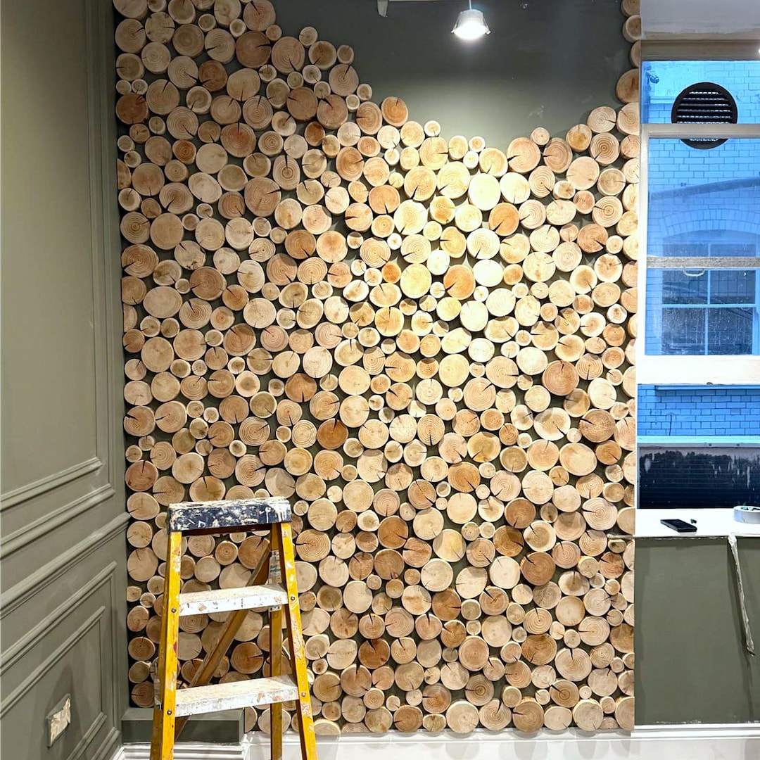 Staggered Style LOG WALL TILES - Cover an Unused Fireplace, Easy to ...