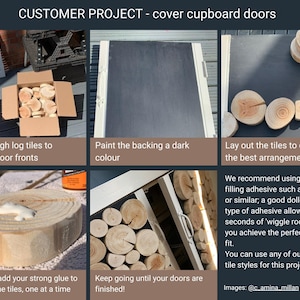 LOG WALL TILES: real wood fireplace cover or filler, faux log stack, wood wall covering image 8