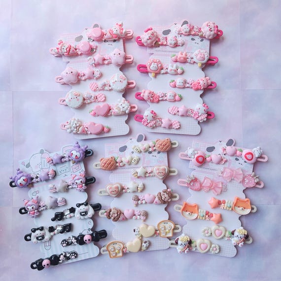 Handmade Decoden Hair Clips - 2 Pieces | Pink | Cute Hair