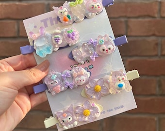 Handmade Decoden Hair clips - 2 pieces | Cute Hair accessories | Kawaii Charms