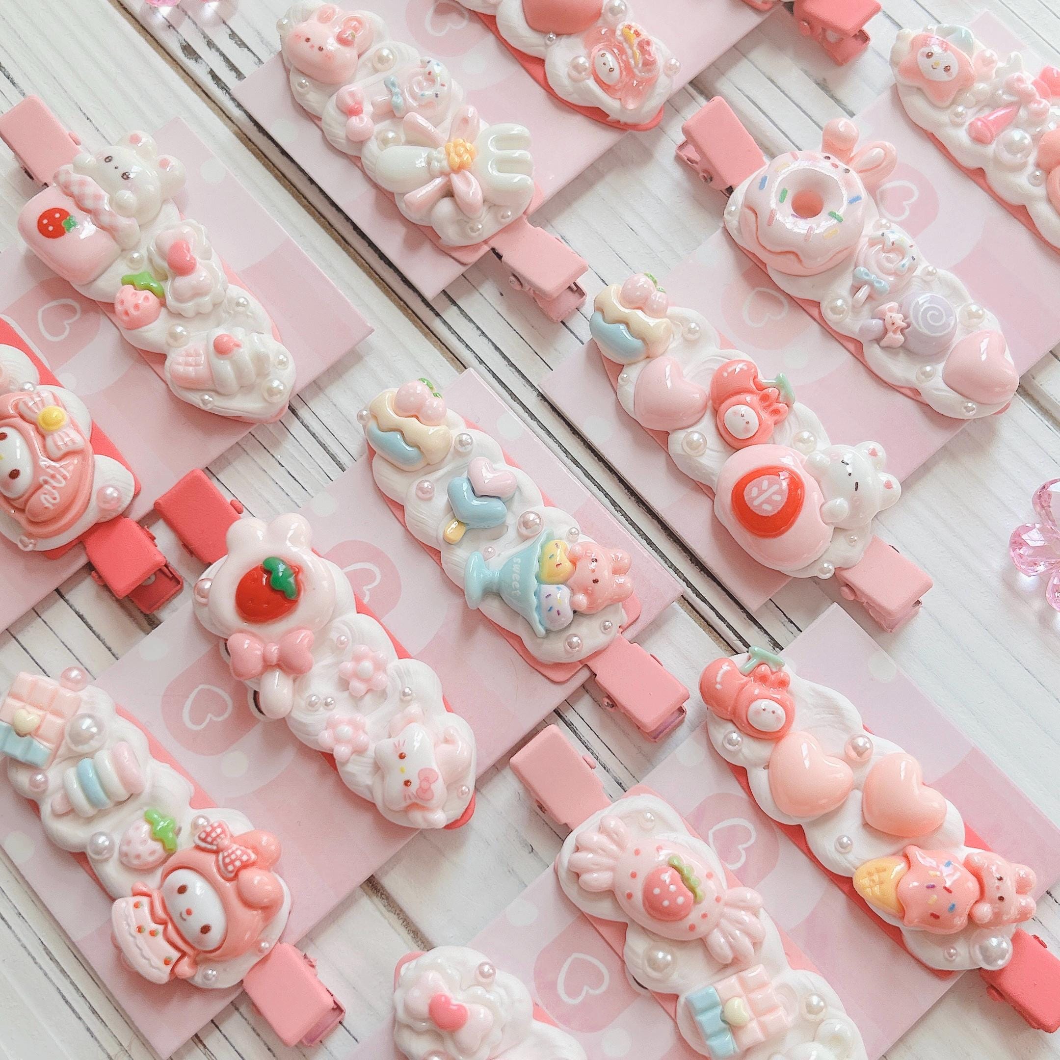Decoden Hair clip - 3 pieces | Handmade | Pink | Kawaii Accessories | Cute Hair pin
