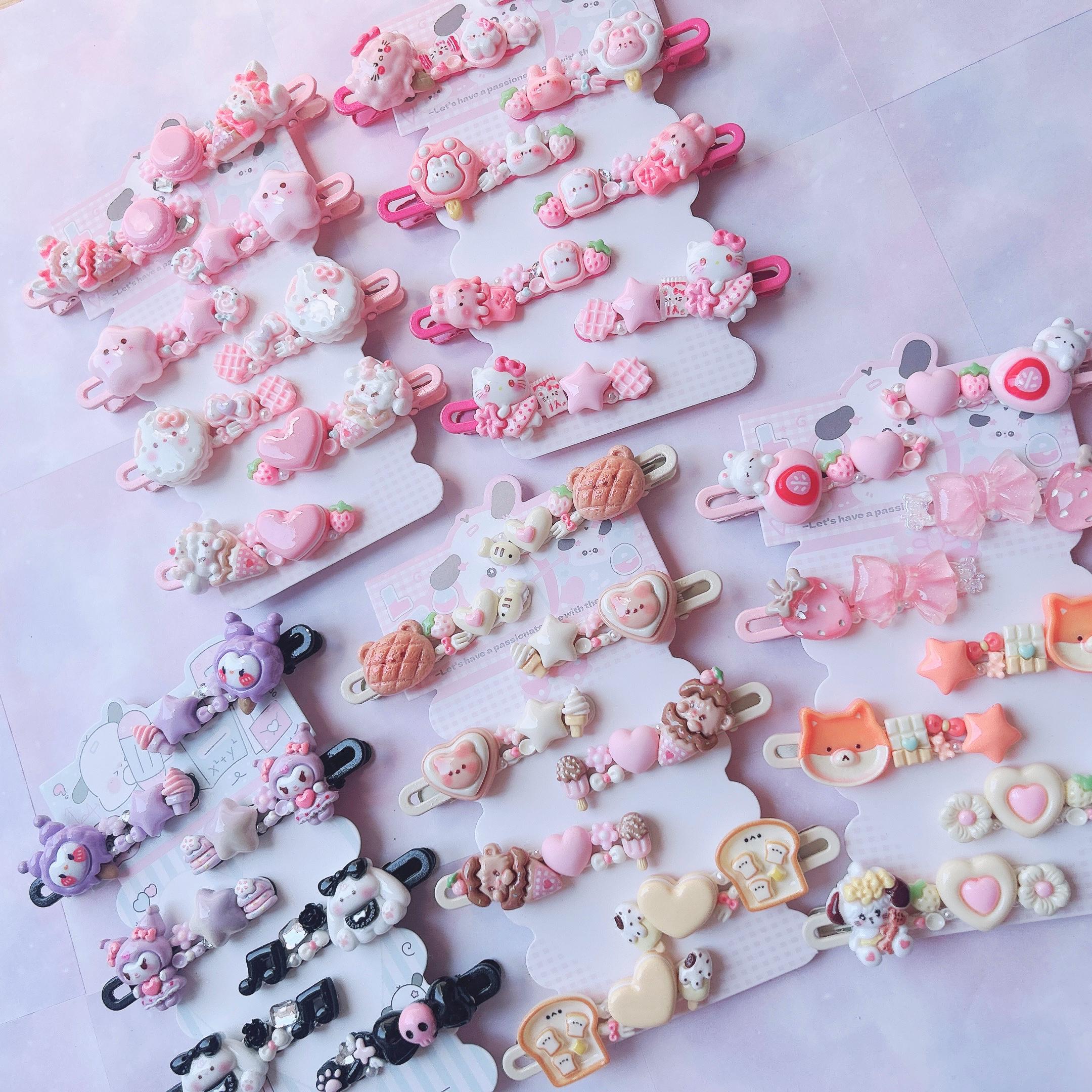 Handmade Decoden Hair Clips - 2 Pieces | Pink | Cute Hair