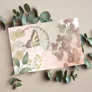 Carte de voeux florale, carte d'anniversaire, ondes positives, profitez de votre journée, carte imprimable, carte d'encouragement, pour une amie, pour elle, pour un être cher