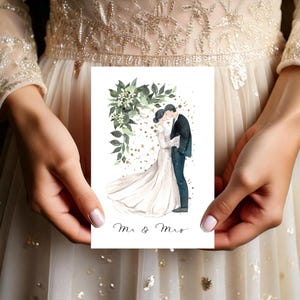 Elegant Wedding Day Card, Wedding Congratulations Card, Printable Wedding Card, Newlywed card, Instant download printable, Mr. and Mrs. Card