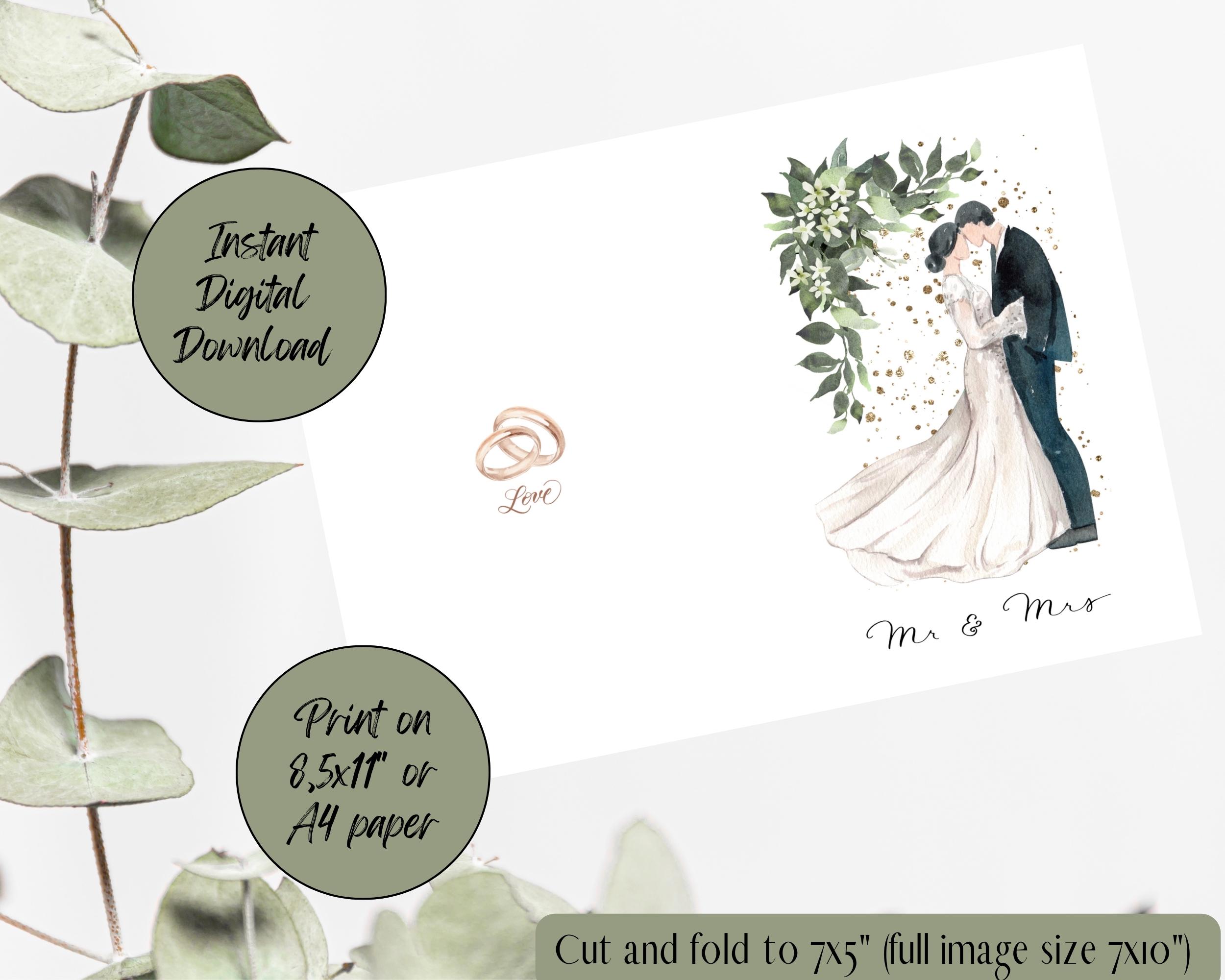 Printable Wedding Card Newlywed Card Wedding Congratulations Card Bride ...