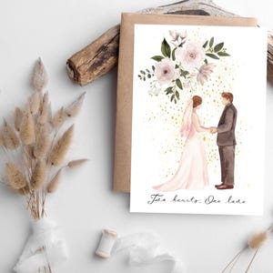 Carte de mariage romantique | Carte de jeune mariée | Carte de félicitations pour mariage | Carte de mariage élégante | Téléchargement instantané imprimable