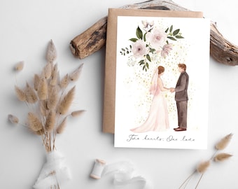 Carte de mariage romantique | Carte de jeune mariée | Carte de félicitations pour mariage | Carte de mariage élégante | Téléchargement instantané imprimable