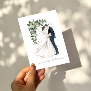 Cartão de casamento elegante | Cartão de casamento para impressão | Cartão de recém-casado | Cartão de felicitações de casamento | Download instantâneo para impressão | Download digital