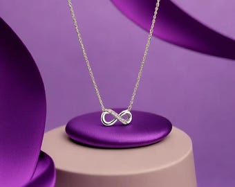 Silver Infinity Collier Necklace Endless Affection: Infinity Symbol Pendant, 45cm Cable Chain - A Meaningful and Affordable Gift for Her