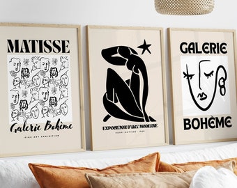 Gallery Print Set of 4, Matisse Wall Art Print, Galerie Boheme, French Print, Boho Wall Art, Gallery Wall, Natural, Abstract Print, Prints