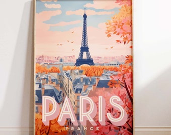 Paris Print, Paris Poster, Travel Poster, Paris France, Eiffel Tower, Paris in the Spring, Maximalist Wall art, French decor, French Art,
