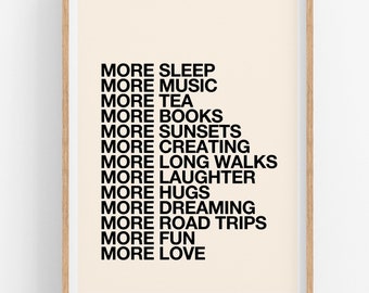 More Love • PRINTABLE • INSTANT Download •  Wall Art •  Happiness • Typography • Quotes • Many Sizes Available.