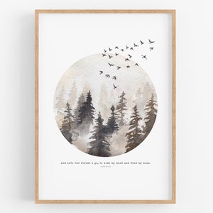 Into The Forest PRINTABLE INSTANT Download Wall Art Nature Boho Outdoors Many Sizes Available. image 1