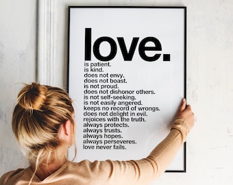 Love Is Patient • PRINTABLE • Instant Download • Digital Download • Corinthians • Printable Quotes • Bible Verse Wall Art • Christian