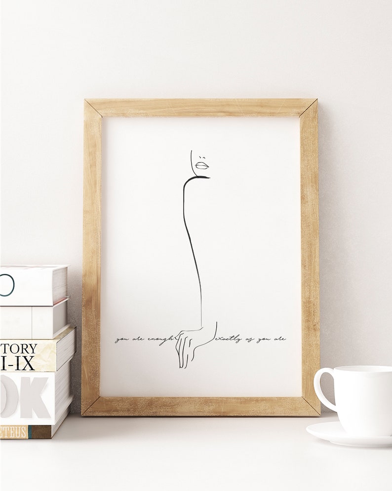 You Are Enough PRINTABLE INSTANT Download Wall Art Self Love Empowerment Art Women Many Sizes Available. image 2