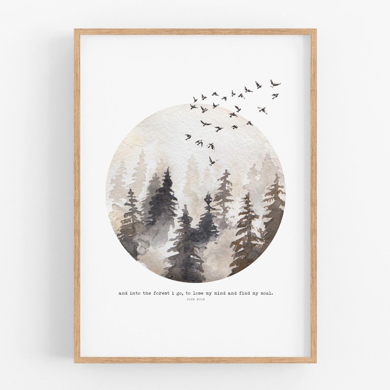 Into The Forest PRINTABLE INSTANT Download Wall Art Nature Boho Outdoors Many Sizes Available. image 1