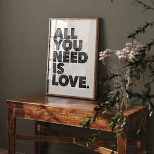 All You Need Is Love Instant Printable Wall Art Love Wall Art Boho Wall Art Love Quotes Typography Beige & Black Download image 5