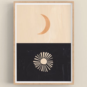 Sun and Moon • INSTANT Download •  Wall Art • Abstract • Shapes • Hand Drawn • Natural • Celestial • Many Sizes Available.