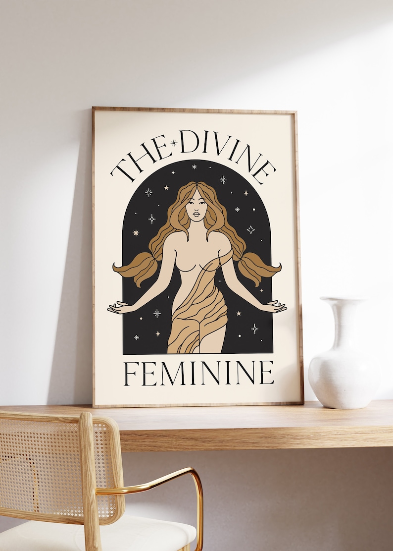 The Divine Feminine PRINTABLE INSTANT Download Wall Art Self Love Woman Women Goddess image 1