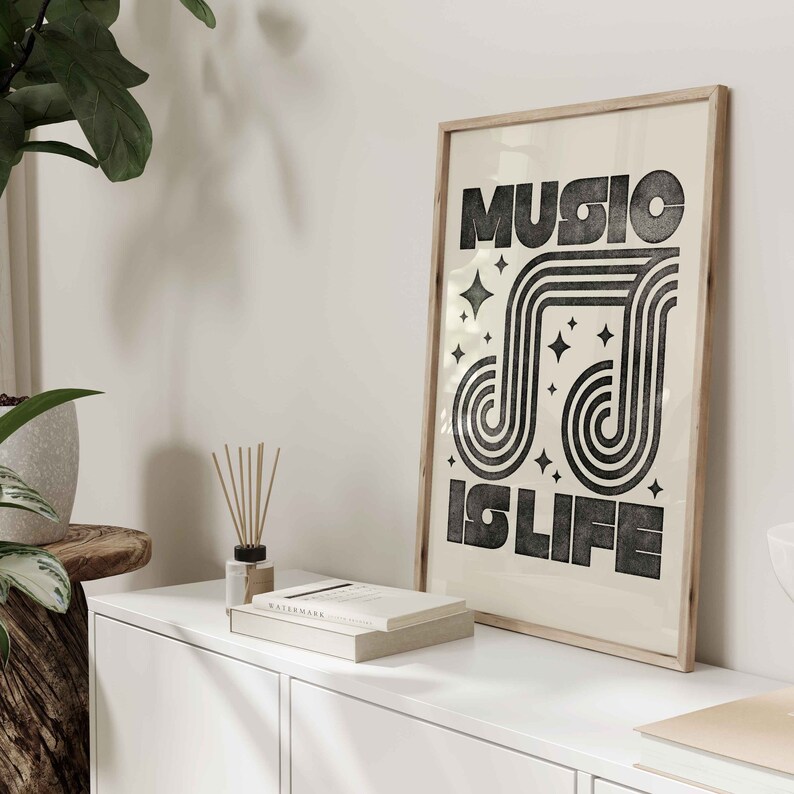 Music Printable, Boho Wall Art, Instant Printable Wall Art, Music Wall Art, Music Quotes, Type Poster, Beige and Black, Music Lover Gift image 6