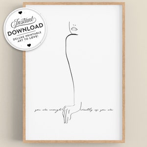 You Are Enough PRINTABLE INSTANT Download Wall Art Self Love Empowerment Art Women Many Sizes Available. image 1