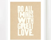 Great Love  - Vintage Style Print in Natural Brown and Off White - 8x10 inch on A4 type poster