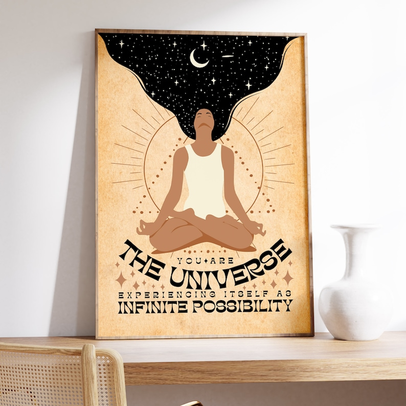 Arte da parete spirituale, Arte spirituale, Decorazione spirituale, Dono spirituale, Tu sei l'universo, Poster di consapevolezza, Arte da parete stampabile, Arte stregata immagine 5