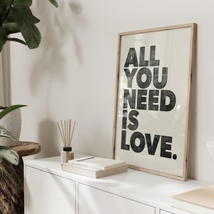 All You Need Is Love Instant Printable Wall Art Love Wall Art Boho Wall Art Love Quotes Typography Beige & Black Download image 7