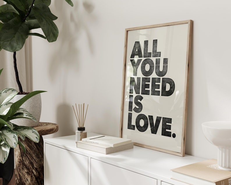 All You Need Is Love Instant Printable Wall Art Love Wall Art Boho Wall Art Love Quotes Typography Beige & Black Download image 7