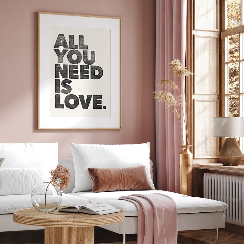 All You Need Is Love Instant Printable Wall Art Love Wall Art Boho Wall Art Love Quotes Typography Beige & Black Download image 3