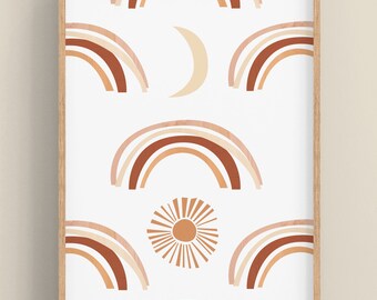 PRINTABLE • "Over The Rainbow" • INSTANT Download •  Wall Art • Abstract • Sun • Moon • Many Sizes Available.