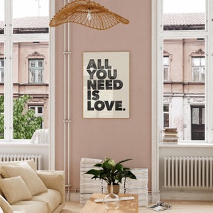 All You Need Is Love Instant Printable Wall Art Love Wall Art Boho Wall Art Love Quotes Typography Beige & Black Download image 10