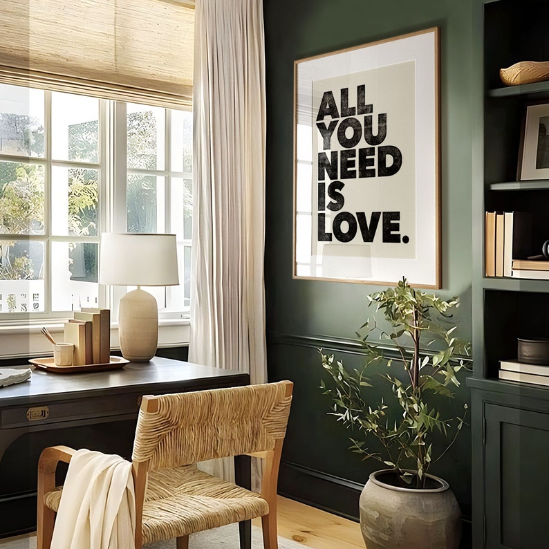 All You Need Is Love Instant Printable Wall Art Love Wall Art Boho Wall Art Love Quotes Typography Beige & Black Download image 9