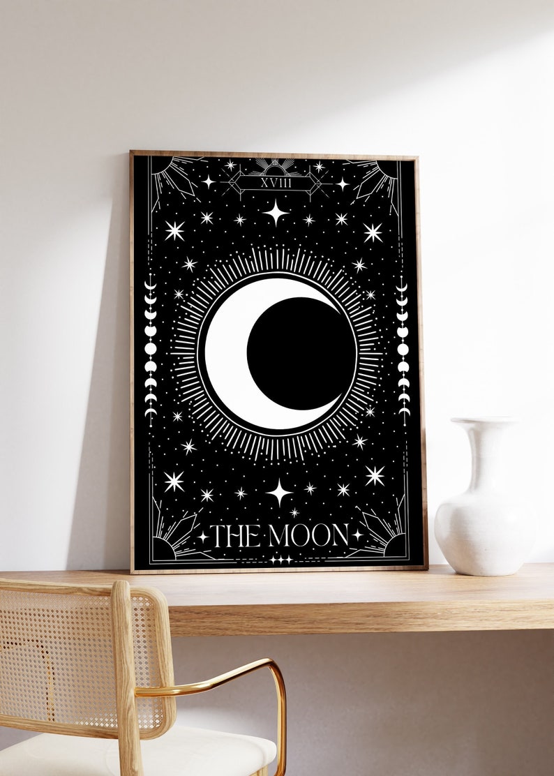 The Moon Tarot Card PRINTABLE INSTANT Download Wall Art Poster Witchy ...