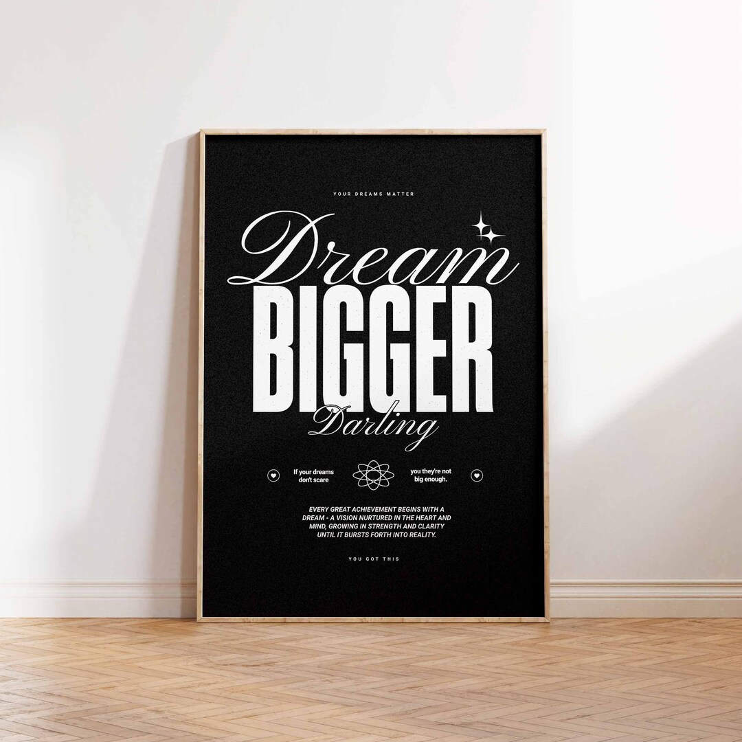 Dream Big Motivational Wall Art Goals Office Girl Boss Print Women Wall ...