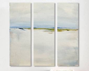 Oversized 60x60 Large Canvas Wall Art Triptych, 3 Piece Coastal Home Decor, Huge Abstract Landscape Tall Vertical Print Jacquie Gouveia