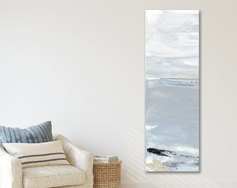 Narrow Vertical Wall Art, Abstract Beach Canvas Print of Painting, Tall Coastal Skinny Artwork, Tall Vertical Calming Abstract Coastal Art