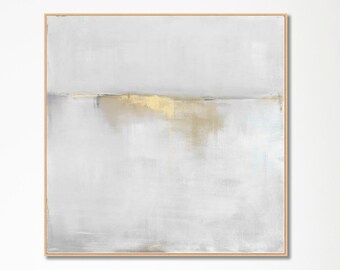 Large Square Framed Wall Art, Large Framed Abstract Landscape Canvas Print, Large Gray White Wall Art, Art for Living Room, Jacquie Gouveia
