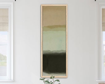 Tall Framed Vertical Coastal Wall Art by Jacquie Gouveia, Tall Narrow Sage Green Canvas Print, Abstract Landscape Art, Framed Vertical Art