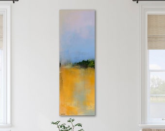 Vibrant Tall Vertical Canvas Wall Art, Abstract Landscape Acrylic Painting Canvas Print, Wall Decor for Tall Narrow Space, Jacquie Gouveia