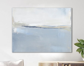 Large Calm Horizontal Wall Art by Jacquie Gouveia, Long Rectangular Canvas Art, Art for Coastal Bedroom, Art to Hang Above Sofa Couch