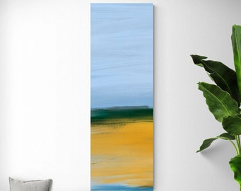 Vibrant Yellow Tall Vertical Wall Art by Jacquie Gouveia, Colorful Wall Decor, Long Thin Narrow Coastal Canvas Print, Large Framed Wall Art