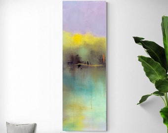 Tall Vertical Canvas Wall Art With Yellow, Abstract Landscape, Tall Wall Art for Entryway, Wall Decor for Tall Narrow Space, Jacquie Gouveia